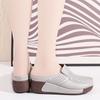 Ladies Platform Loafers Casual Elegant Black Cow Leather Women White Thick Sole Shake Shoe
