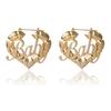 Hip Hop Punk Round Bamboo Earrings Creative Pockmarked Peach Heart Baby Letter Stud Earrings