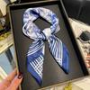 Luxury Floral Square Scarf For Women Elegant Ladies Hijab Neckerchief Shawl Soft Stain Imitation Silk Scarves For Travel Beach