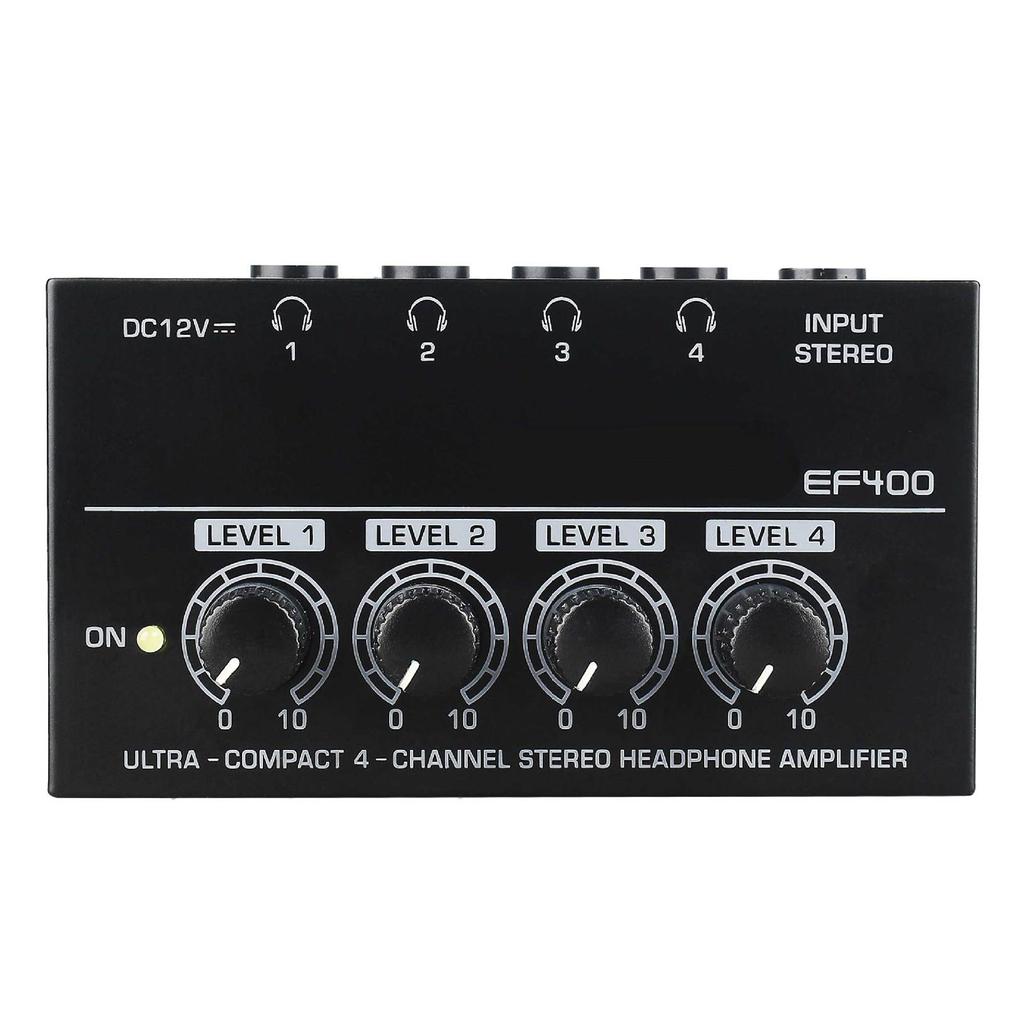 Audio HA400 4 Channel Headphone Amplifier Stereo Audio Amp 12V Power Adapter
