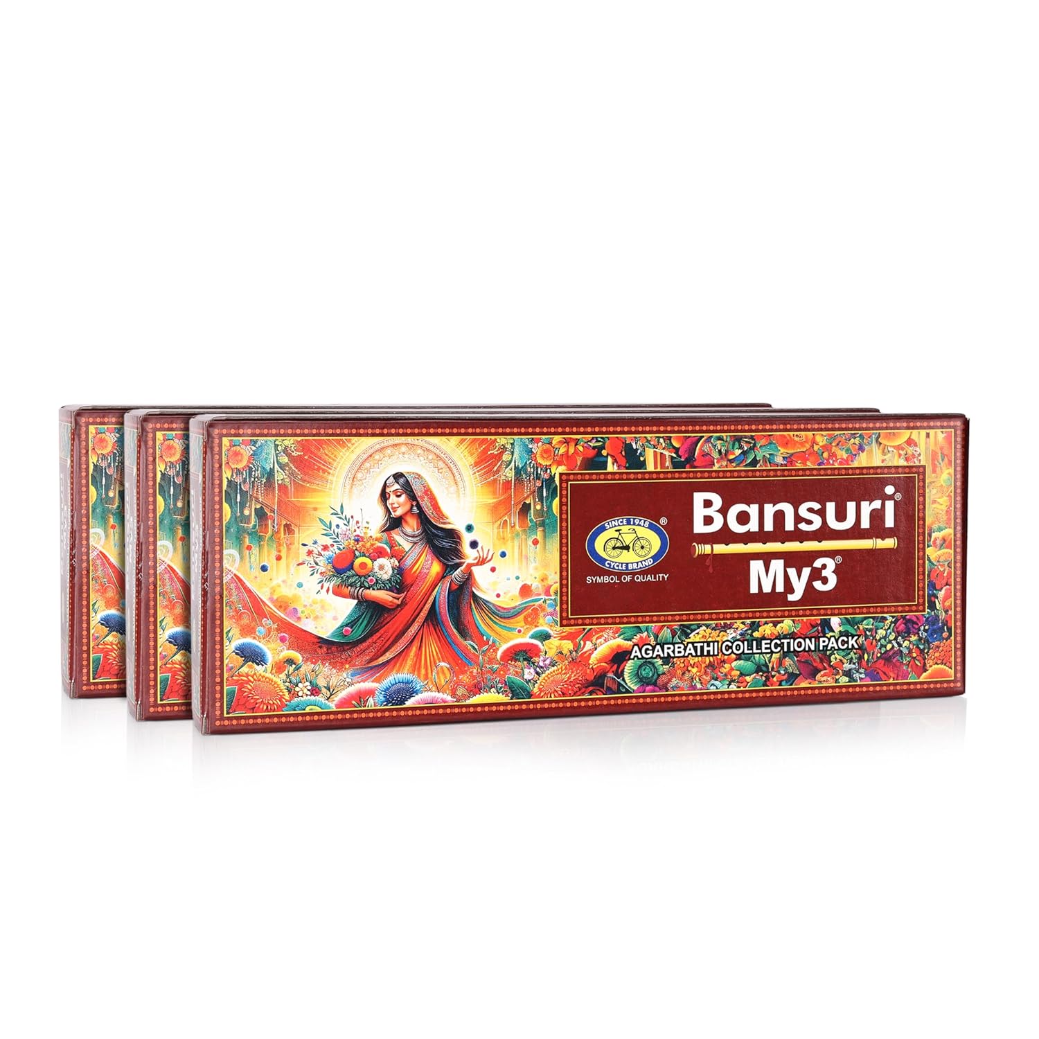 

Cycle Premium Bansuri My3 Collection Incense Sticks Pack of 3 250G Long-Lasting Aromatic Fragrance