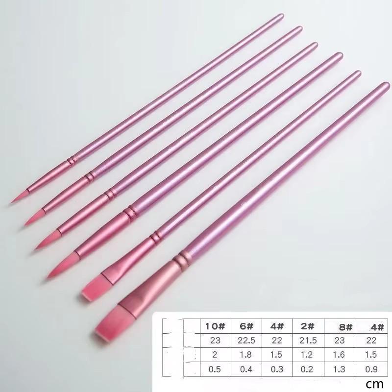 4/6 Stück Aquarellpinsel, spitz, rund, flacher Kopf, weiches Haar, Kunstpinsel für Anfänger, handgezeichnetes Aquarell-Malmaterial aus Nylon