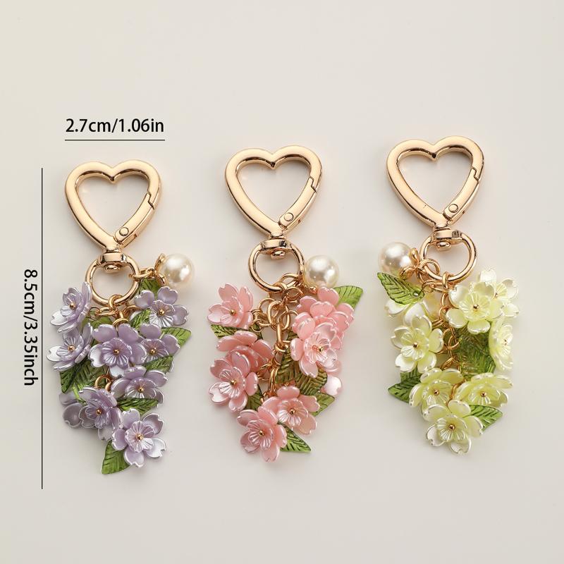 Portachiavi a forma di cuore pieni di fiori, alla moda e creativi, Decorazioni per borse, Portachiavi da appendere ai bagagli