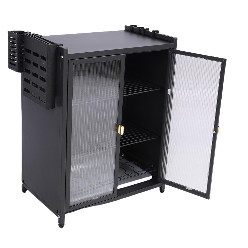 Kitchen Countertop Dish Storage Cabinet 3 Tier Dish Rack Space Saving Multifunctional Large Storage Shelf Organizer