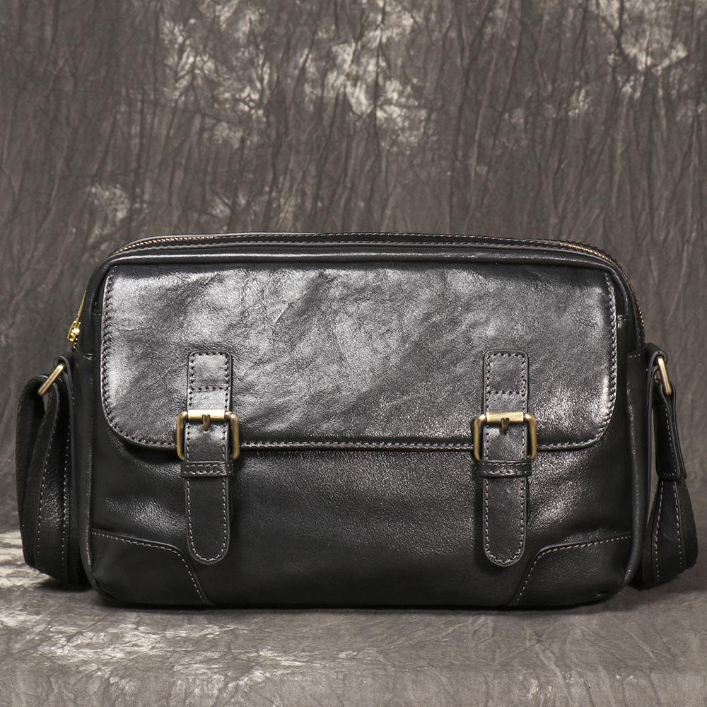 Men S Leather Messenger Bag Women S First Layer Cowhide College Style Messenger Bag Commuter Shoulder Bag Cambridge Bag чёрный