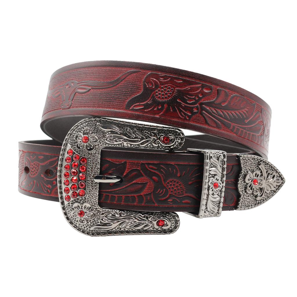 Original Design Rhinestone Belt First Layer Cowhide Men'S Leather Belt Simple Casual Retro Style Youth