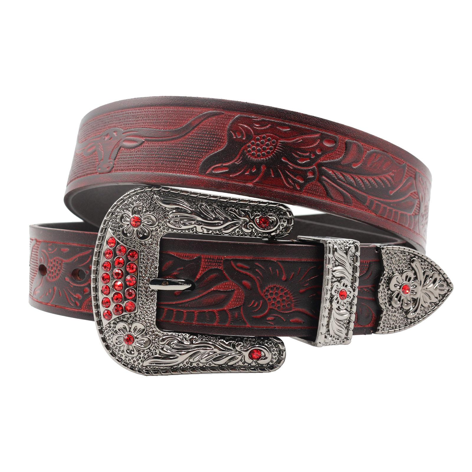

Оригинальный дизайн, ремень со стразами, первый слой коровьей кожи, мужской кожаный ремень, простой повседневный ретро-стиль, молодежный 125cm темно-красного
