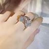 Elegant three-dimensional bow ring  copper micro-encrusted diamond zircon ring cocktail party wedding jewelry