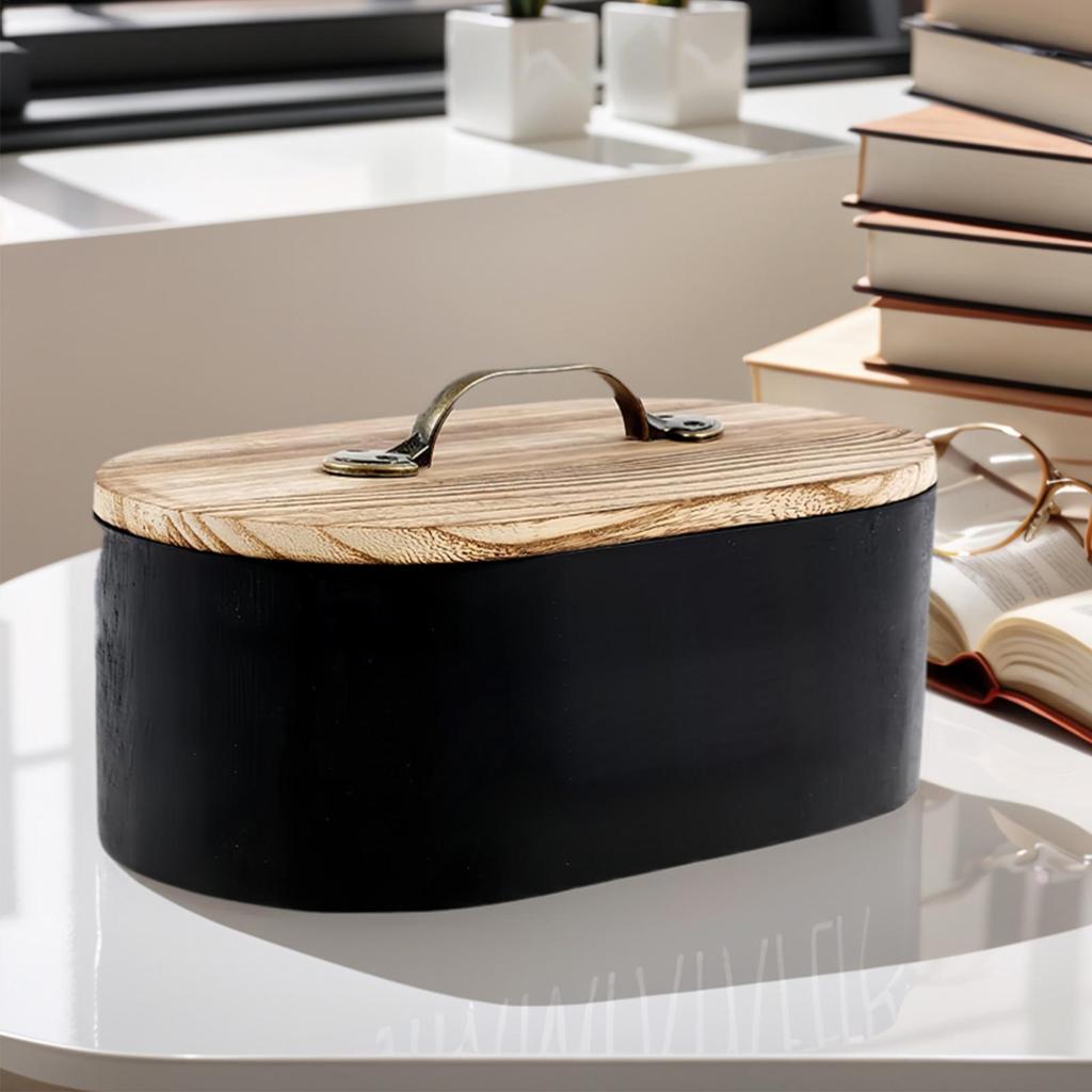 Tampon Holder Wood Feminine Product Organizer With Lid Container Aesthetic For Cotton Ball Countertop Vanity Cabinet Living Room