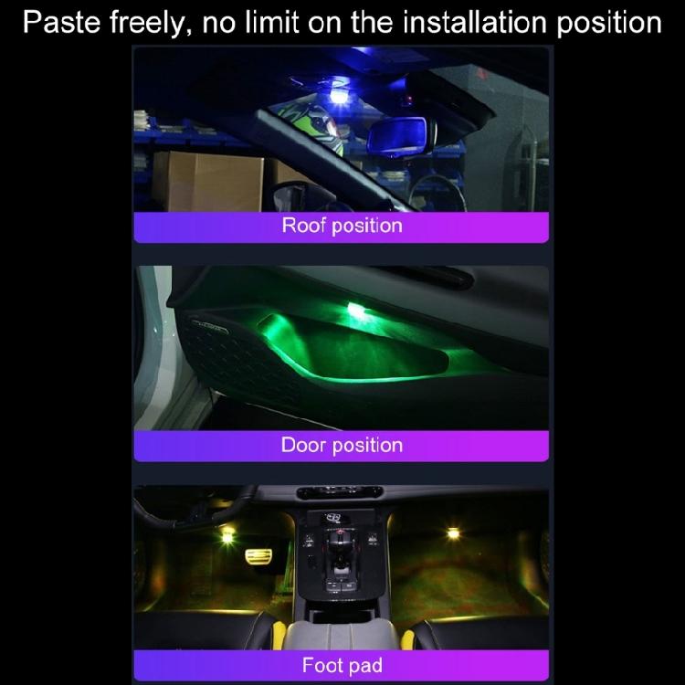 Adhesive Atmosphere Light Car Interior Ambient Light Auto Roof Light Wireless LED Lights Remote Control Decoration Lamp