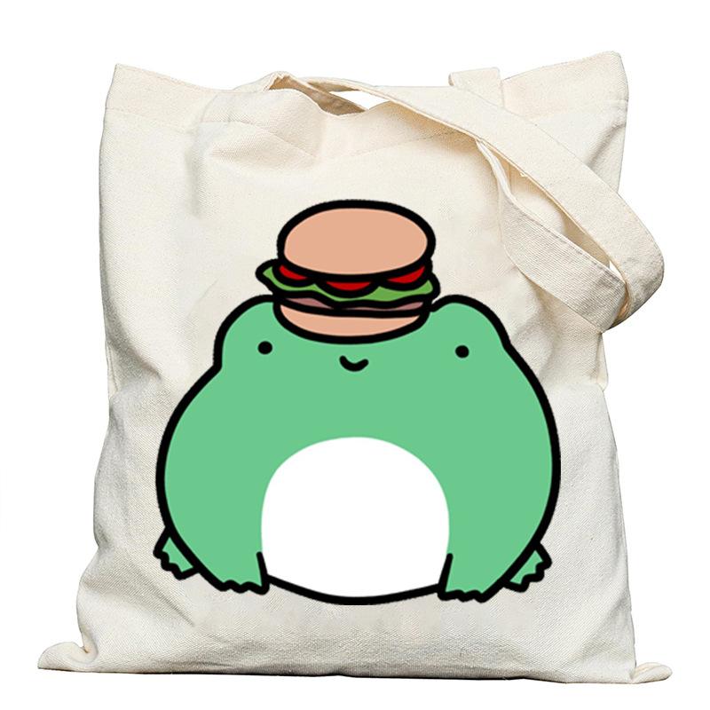 Frog creative printing new shoulder bag leisure student large capacity tote bag