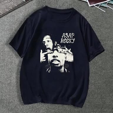 ASAP Rocky Portrait Print TShirt Suitable for Both Men and Women for Casual Streetwear