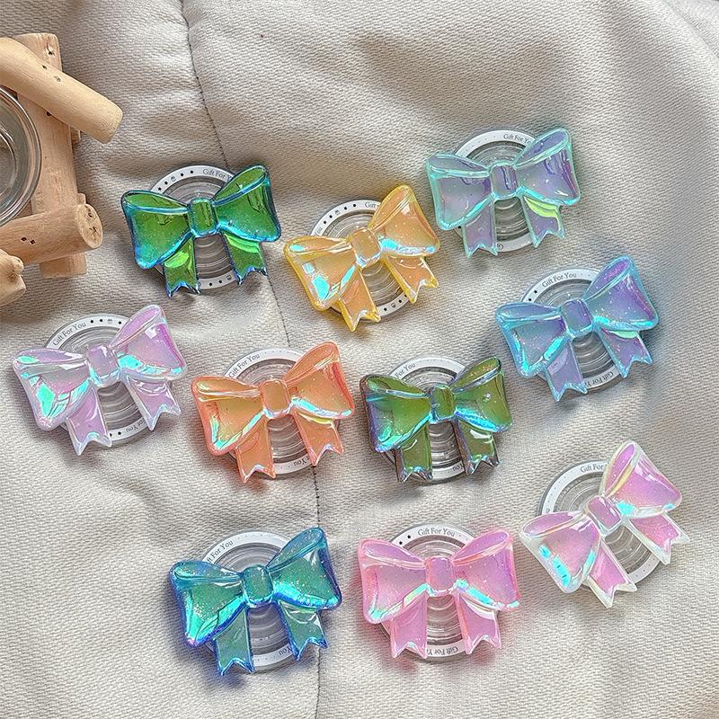 Wind Three-Dimensional Bow Decoration Internet Celebrity Mobile Phone Airbag Holder Magnetic Women'S Ring Original Gift