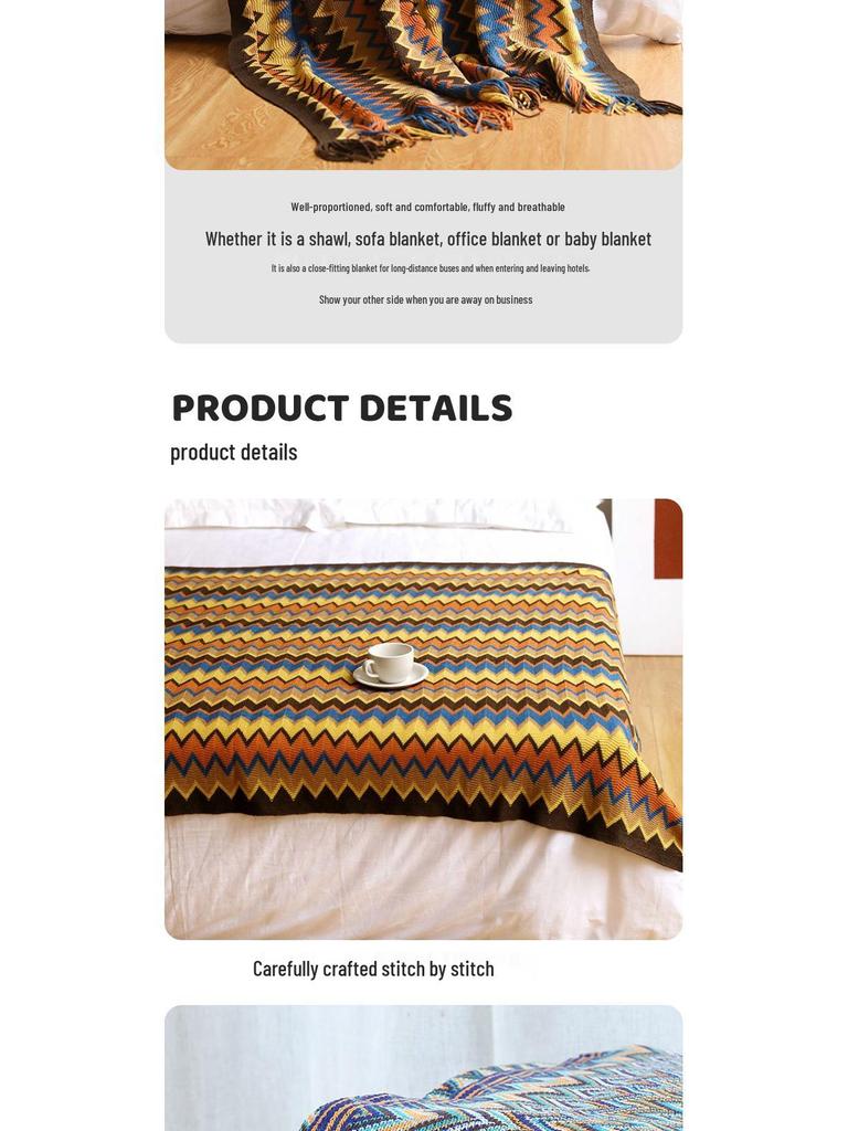 Böhmische Influencer Strickdecke - Büro Nickerchen, Outdoor Schal, Sofa Überwurf