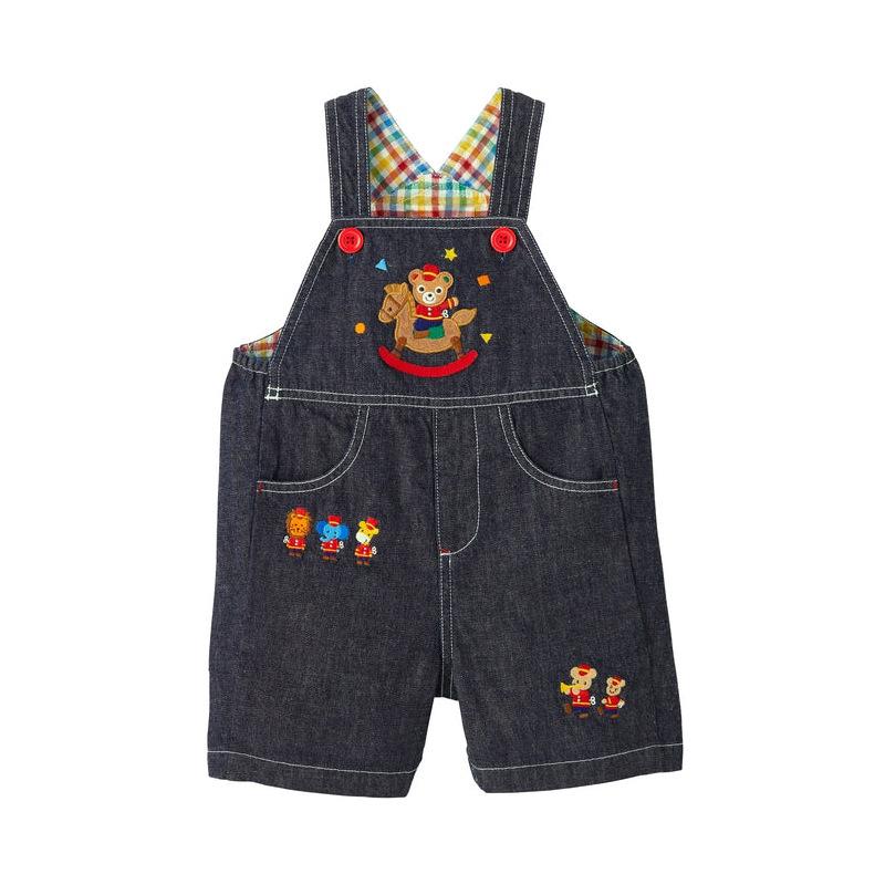 Stylish Kids' Clothing: Embroidered Trojan Horse & Bear Overalls, Shorts, and Jeans for Boys & Girls