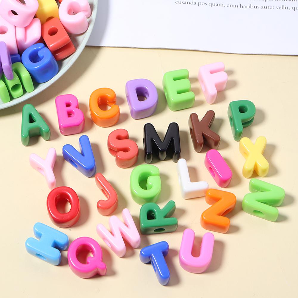 10pcs A-Z Letter Beads Acrylic Alphabet Beads Largr Size Loose Beads  For Jewelry Making DIY Keychain Phone Chain Accessories