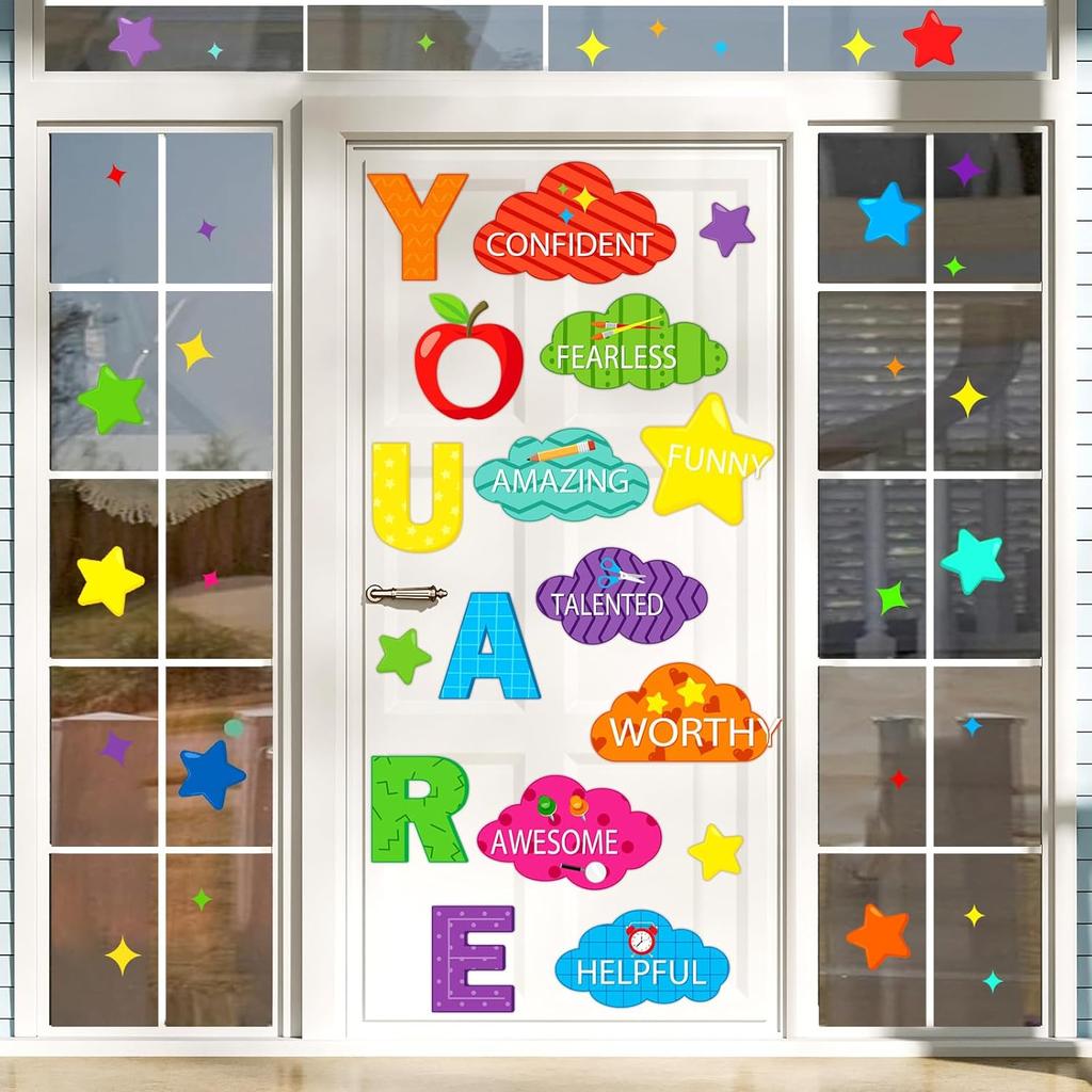 Janlaugh Growth Mindset Window Door Clings Back to School Bulletin Board Growth Mindset Classroom Decor Class Motivational Posters for First Day of