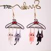 Funny Animal Earring Charms 1 Pair Cute Cat Dangle Drop Earrings for Women, 2D Acrylic Cartoon Kitten Casual Daily Wear Jewelry Hang on Clothes Hanger