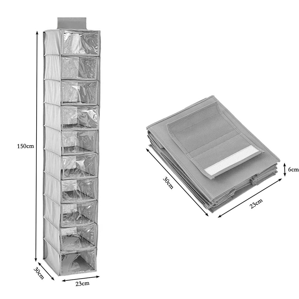 Yhmabc Large Capacity Hat Storage Hanging Storage for and Clothing Dust 10-Tier Unit, Hats, Socks, Scarves, Wallets, (with Cover)