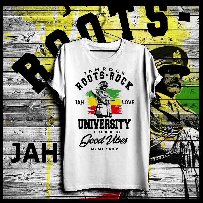 

Reggae t-shirt Roots Rock Rasta Flag Jah Rastafari Haile Selassie I salute tee 2XL