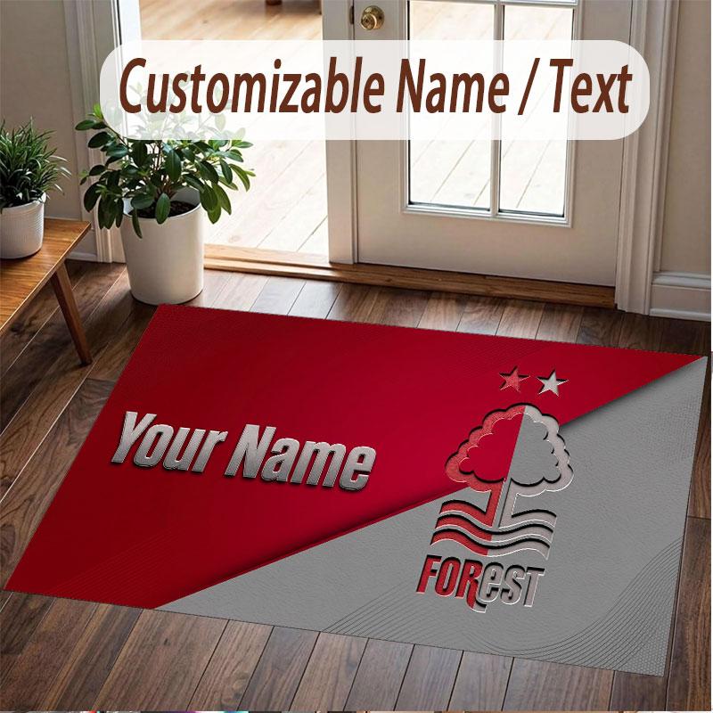 Benutzerdefinierter Teppich Nottingham Forest Muster Druck Name Text Weicher Rutschfester Boden Teppich für Heim Innen Dekoration