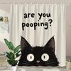 1Pc Humorous Black Cat Pooping Shower Curtain - Large Eyes, Modern Design, Washable Polyester, Cat Lover Gifts