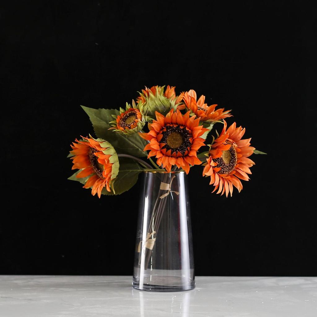 7-Head Sunflower Simulation Flower, Fake Flower Arrangement, Sunflower Bouquet, Living Room Home Decoration, Plastic Floral Ornament