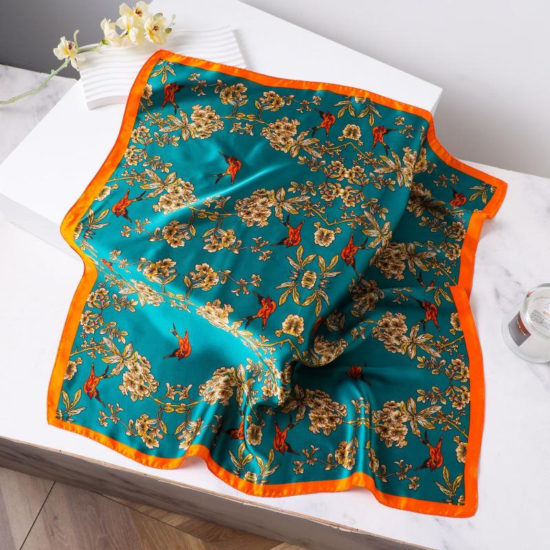 Silk Women's Square Scarf - Chinese Style Headscarf for Spring, Summer, Autumn - Neck Protection & Warmer - Elegant Thin Mom Style