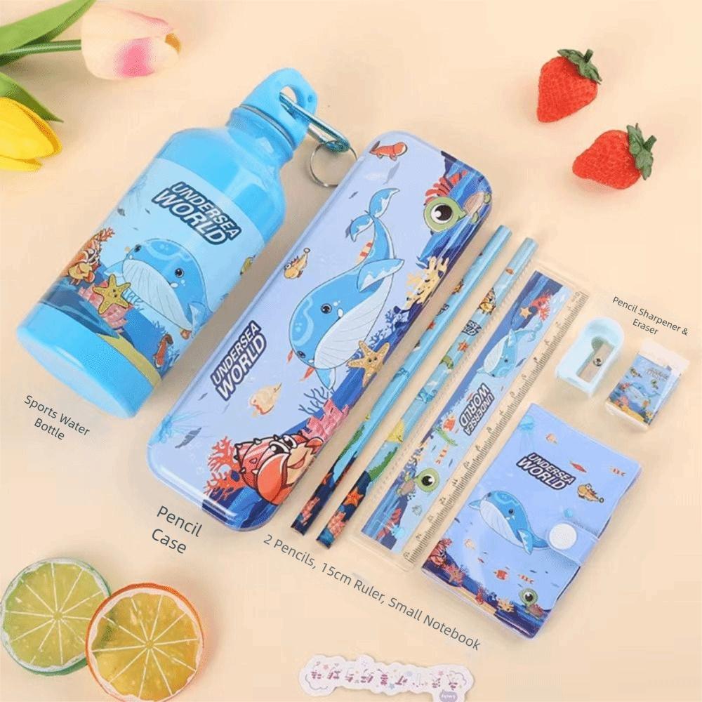 Ruler Notebook 8 In 1 Stationery Set Pencil Eraser Stationery Set with Tumbler  Boys Girls