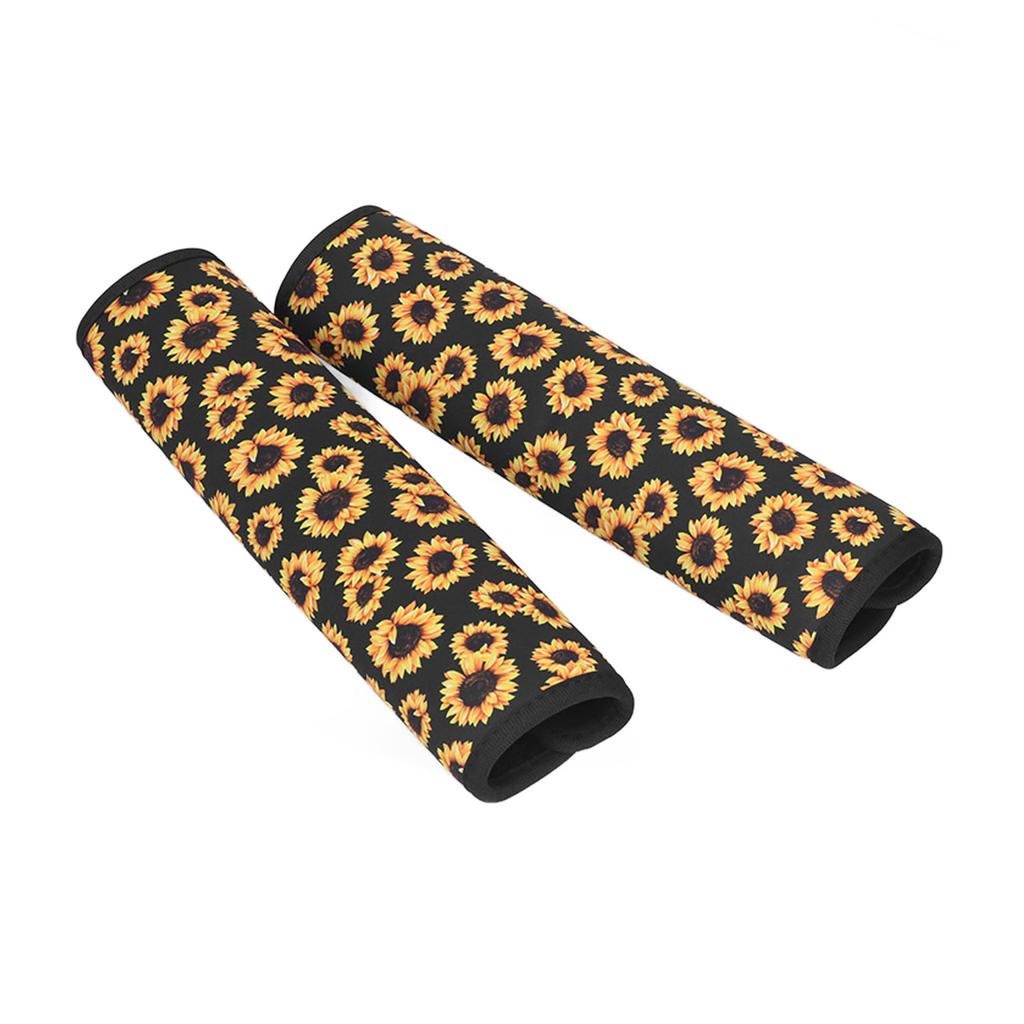 2pcs Seat Belt Shoulder Pads Soft Cushions Sunflower Pattern Comfortable Driving Universal for Car