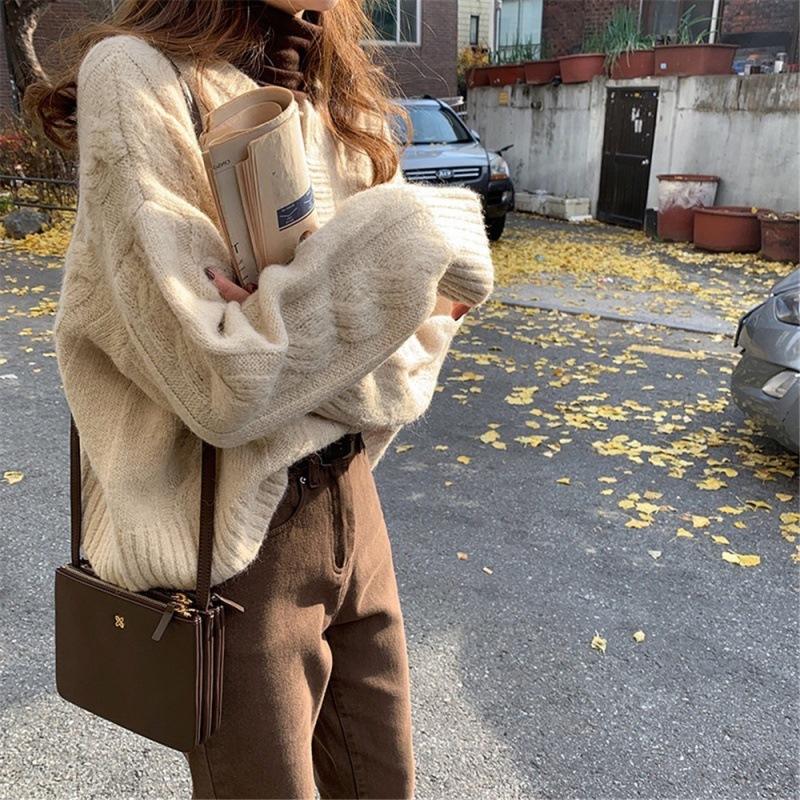 Thick Solid Women Autumn Sweaters Winter Knit Cardigan Korean Fashion Outwear Jacket Ladies Leisure Loose All Match Tops