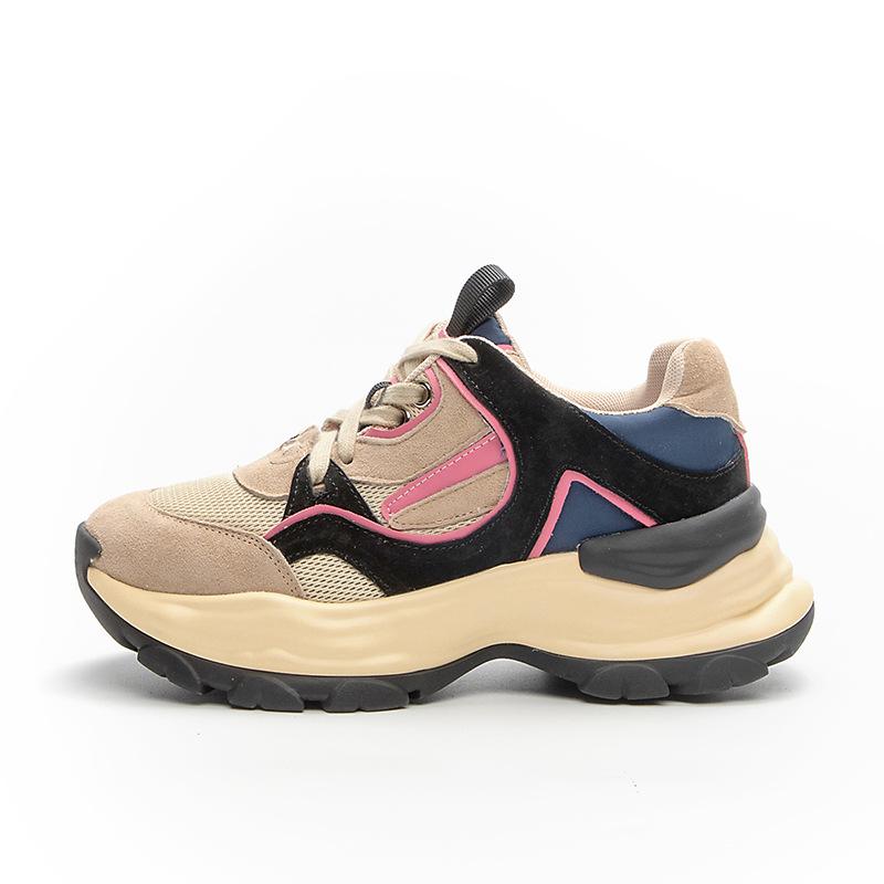 Fashion 5.5CM Air Mesh Genuine Leather Women Ankle Boot Summer Chunky Sneaker Genuine Leather High Brand Designer Shoes Breathable