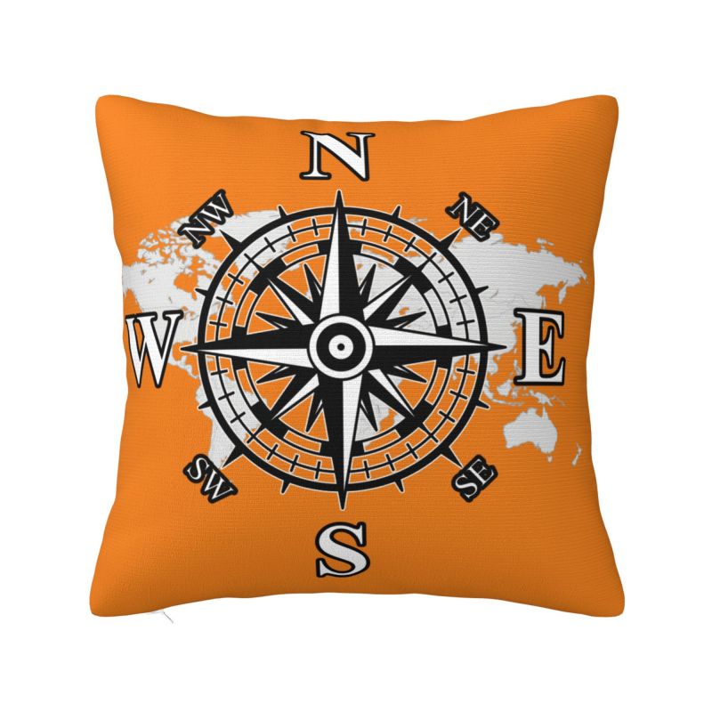 

Vintage Nautical Compass Cushion Covers Soft Captain Anchor Boat Pillow for Sofa Car Square Pillowcase Living Room Decoratio 30x30cm 12x12in