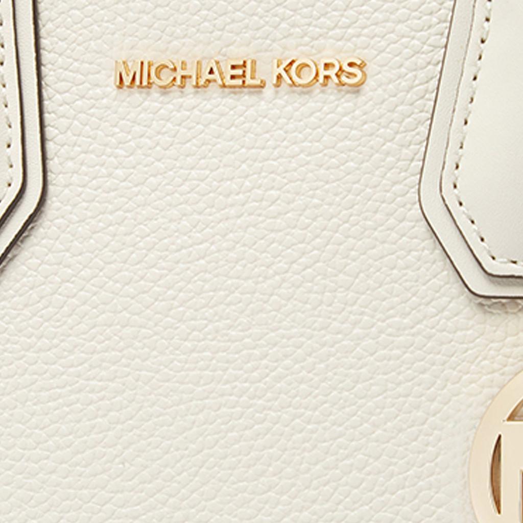 Michael Kors MK Mercer Solid Letter Logo Vintage Litchi Grain Leather Accordion Bag Women Handbags Cream 35S1GM9M2L-289