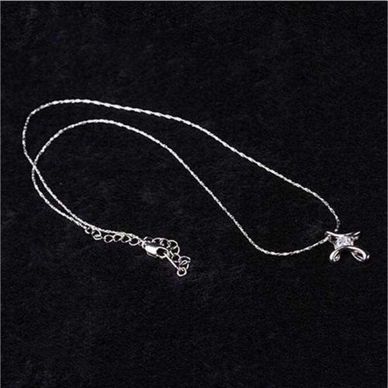 Geometric Silver Cross Pendant Necklace With Zirconia For Romantic Couples