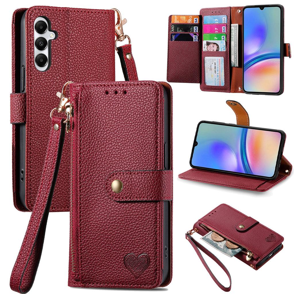 For Samsung Galaxy A06 4G Case RFID Blocking Zipper Pocket Leather Wallet Phone Cover
