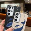 Whale Print Leather Texture TPU Phone Case For Samsung S25 S24 FE S23 Ultra S22 A56 A36 A16 A15 A55 A35 Slim Shockproof Matte Soft Bumper Cover