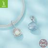 Light Blue Shell Luminous Beads Diy Pendant, Ocean Wind Charm Luminous Stone S925 Silver Bracelet Beaded.