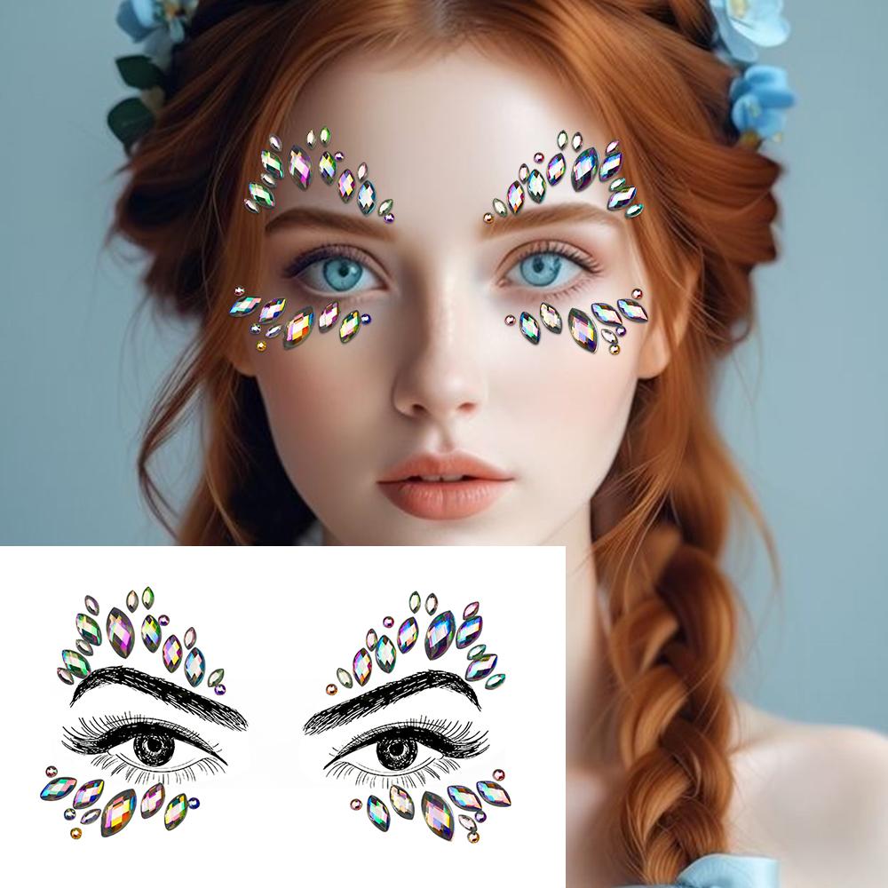 3D Strass Gezichtstattoo Stickers Voor Festival Glitter Make-up Sieraden Sticker Op Gezicht Kristallen Edelstenen Juwelen Diamanten Decoratie