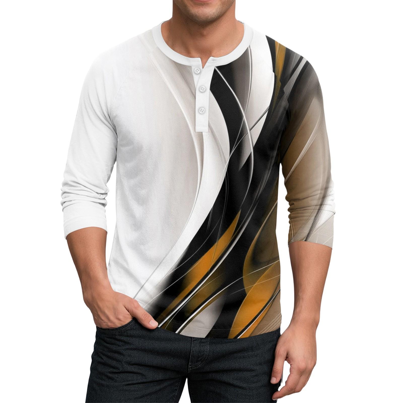 

Men s Button-Down Contrast Raglan 3/4 Sleeve Top M шафрановий