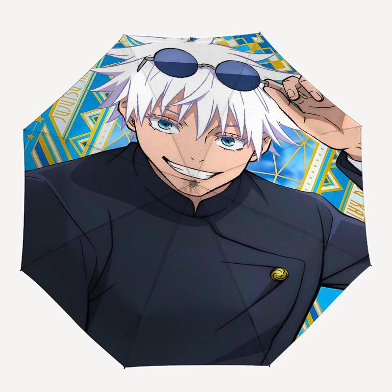 1pc Jujutsu Kaisen Satoru Gojo Inspired Umbrella Auto Open Close Folding Design, 8-Bone Iron Frame Outdoor Umbrella, Festival Gift for Fans, Travelers