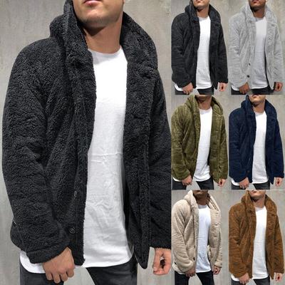 Herren-Fleecemantel mit Teddybär-Motiv, für Winter und Herbst, warm, langärmelig, mit Fell, flauschig, mit Kapuze, Oberbekleidung, Pullover, Hoodies, Windjacke
