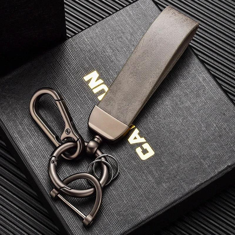 Vintage Discolored Leather Custom Logo Keychain For Men Women Laser Engraved Car Key Chains Holders Personalize Company Keyring