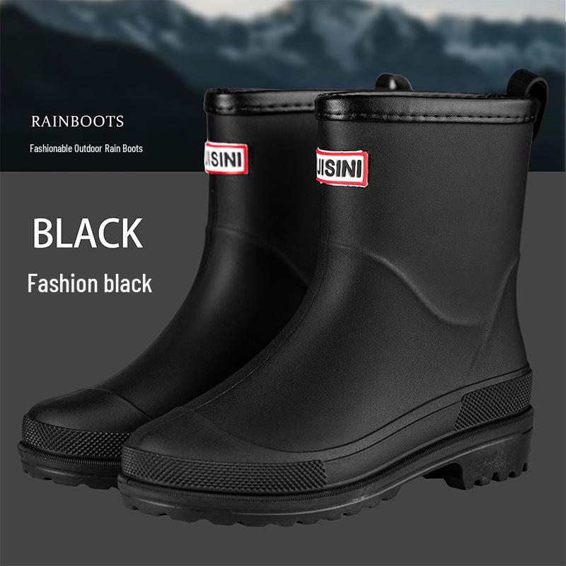 Stylish Waterproof Mid-Calf Women's Rain Boots with Drawstring - Anti-Slip Outdoor & Beach Wear