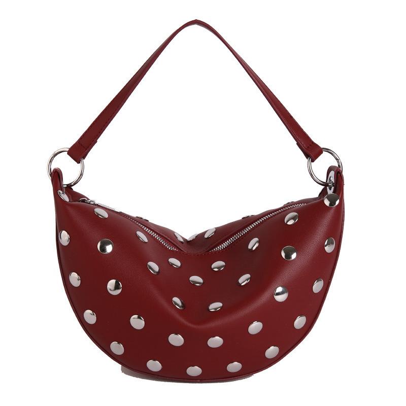 VIA ROMA Enkelbandige Crossbody Tas, Schoudertas voor Dagelijks Gebruik, Modieuze Handgedragen Crossbody Tas bordeaux