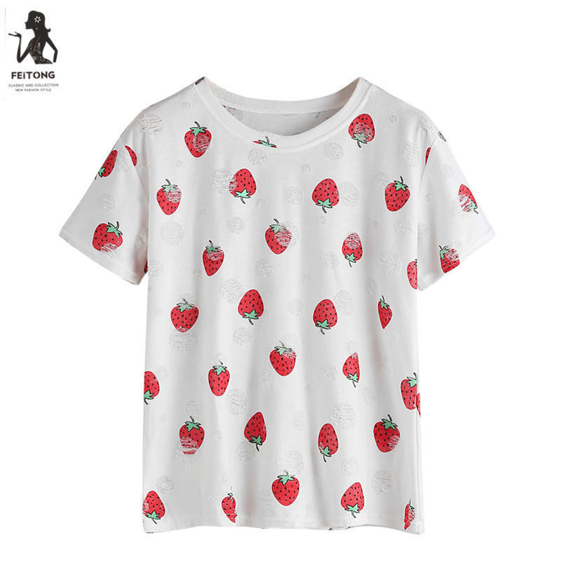 Women Summer Short Sleeve Strawberry 