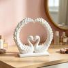 3D Printed Heart Shape Swan Couple Figurine, Romantic Love Statue for Wedding Women Couple Wife, Modern Style Decor for Shelf Office Living Room