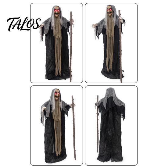 Decorazione Portatile Pieghevole per le Feste Halloween Animatronici Spaventosi Decorazione Strega, In Piedi Attivata dal Suono con Voce Spaventosa per Giardino Esterno, Horror