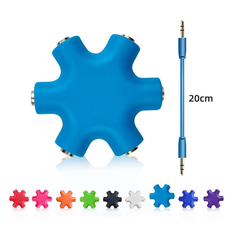 

6 портов наушники Aux разветвитель 6 в 1 смарт-аксессуары аудио Aux кабель разветвитель 3.5 мм 1 штекер на 5 гнездо поделиться адаптер синий