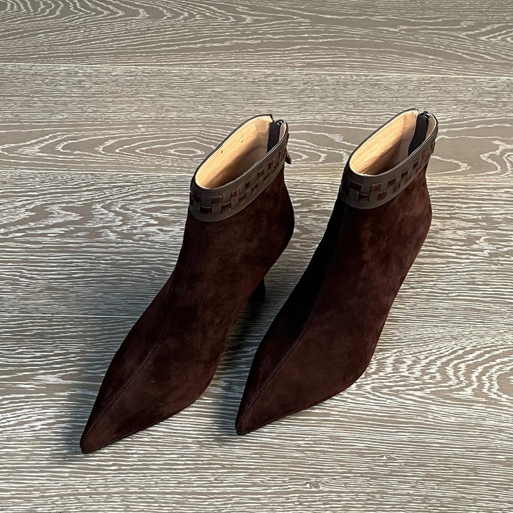 7.5Cm Korean Version of Fashion High-heeled Short Boots Women's Autumn and Winter Versatile Pointed Boots Black Fashion Temperament and Ankle Boots